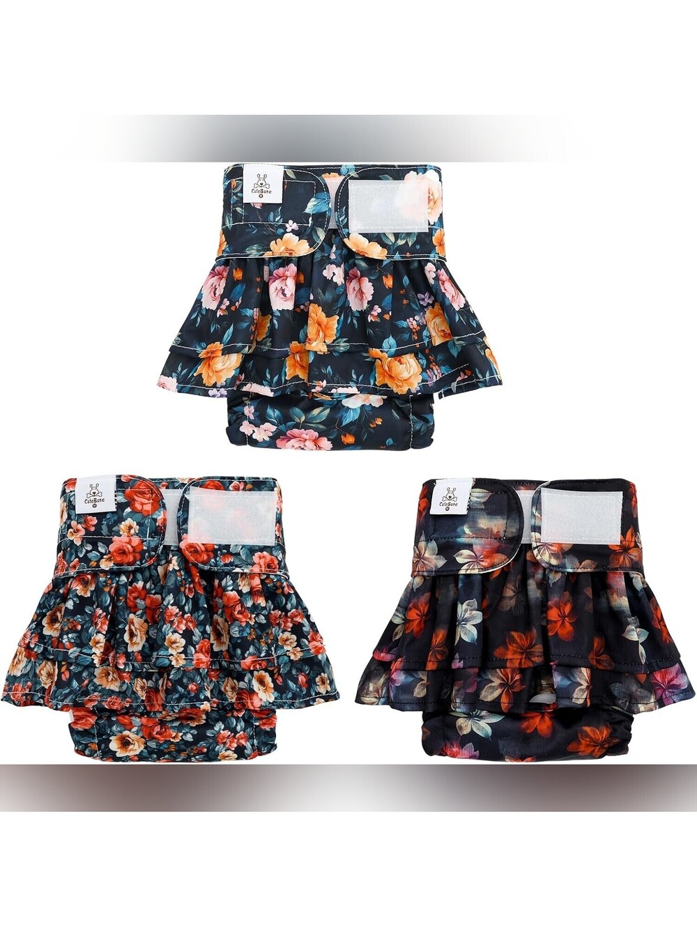 NWT CuteBone Female Dog Diapers with Skirts Reusable 3-Pack Floral, XL